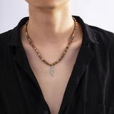 Men's African Wing Pendant Necklace Surfer Jewelry Wooden Beach Necklace