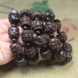 Coffee Hand Carved Buddha Head Bracelet Men