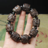 Coffee Hand Carved Buddha Head Bracelet Men