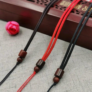 Adjustable Necklace Cord Holder with Wooden Beads
