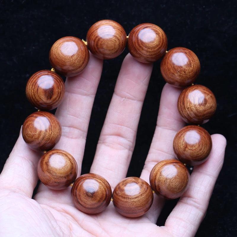 Tibetan Buddhist Bracelet Men's 20mm Solid Wood Rosary Beads