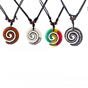 Resin Tribal Spiral Swirl Charms Pendant Necklace Adjustable