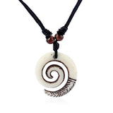 Resin Tribal Spiral Swirl Charms Pendant Necklace Adjustable