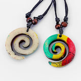 Resin Tribal Spiral Swirl Charms Pendant Necklace Adjustable