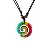 Resin Tribal Spiral Swirl Charms Pendant Necklace Adjustable