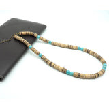 Vintage Coconut Bead Men Necklace 18 Inch Short Wood Choker Stone Colar