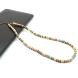 Vintage Coconut Bead Men Necklace 18 Inch Short Wood Choker Stone Colar