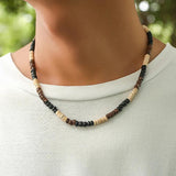 Hip Hop Wood Beads Necklace Men Choker Strand Mix Neck Chain Jewelry Collar