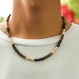 Hip Hop Wood Beads Necklace Men Choker Strand Mix Neck Chain Jewelry Collar