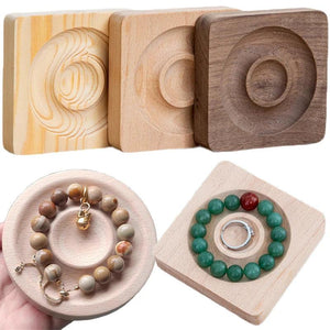 Solid Wood Jewelry Tray Bracelates Rings Holder Display Plate Case Crafts Organi
