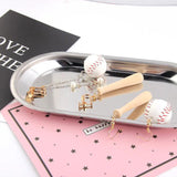 6pcs Baseball & Wooden Stick Sports Charms Jewelry for DIY Making