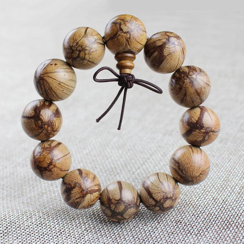 Buddhist Tibetan Prayer Beads Bracelet Natural Wood Buddha Beads Men Jewelry