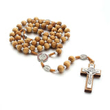 Pine Cross Pendant Necklace Catholic Rosary Christian Jesus Exorcism Jewelry