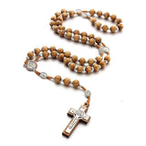 Pine Cross Pendant Necklace Catholic Rosary Christian Jesus Exorcism Jewelry