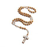 Pine Cross Pendant Necklace Catholic Rosary Christian Jesus Exorcism Jewelry