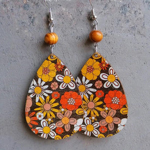 Beaded Floral Teardrop Dangle Earrings for Women