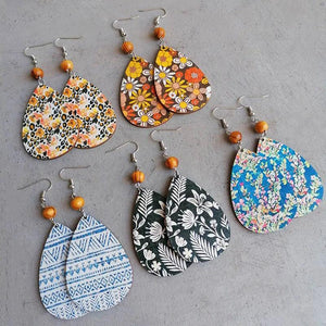 Beaded Floral Teardrop Dangle Earrings for Women