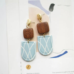 Vintage Wood Beads Stud Earrings Sets