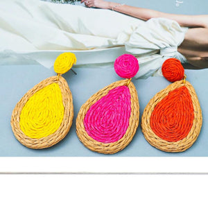 Vintage Raffia Beach Earrings Dangle Jewelry