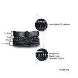 4pcs/ Set Men's Adjustable Bohemia Bangle Bracelets