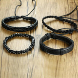 4pcs/ Set Men's Adjustable Bohemia Bangle Bracelets