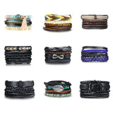 4pcs/ Set Men's Adjustable Bohemia Bangle Bracelets
