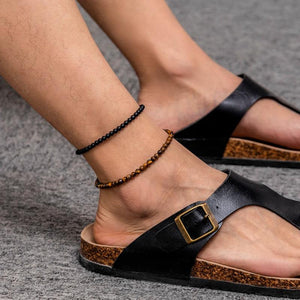 Wooden Beads Anklet Bracelet Set Men Foot Chains Jewelry