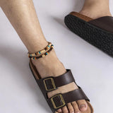 Wooden Beads Anklet Bracelet Set Men Foot Chains Jewelry