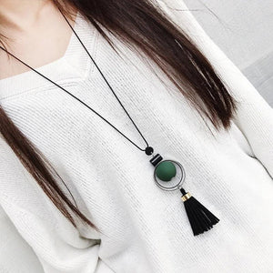 Wood Beads Sweater Necklace For Women Jewelry