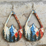 Vintage Cutout Wooden Teardrop Earrings for Women
