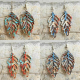 Vintage Cutout Wooden Teardrop Earrings for Women