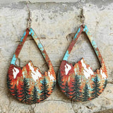 Vintage Cutout Wooden Teardrop Earrings for Women