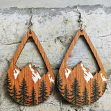 Vintage Cutout Wooden Teardrop Earrings for Women
