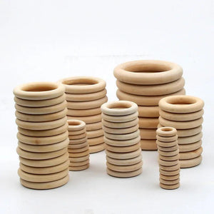 DIY Wooden Beads Connectors Circle Unfinished Natural Wood Lead-Free