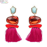 Korea Hot Pink Crystal Drop Earrings Wedding Jewelry Rhinestones Dangle