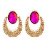 Korea Hot Pink Crystal Drop Earrings Wedding Jewelry Rhinestones Dangle