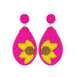 Korea Hot Pink Crystal Drop Earrings Wedding Jewelry Rhinestones Dangle