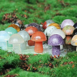 5PCS Mini Mushroom Figurine Natural Quartz Stone Carved Crafts Decor