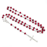 Women's Wooden Rosary Necklace Catholic Cross Pendant with Box