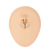 1PC 1.6X10mm Reverse Clicker Belly Ring CZ Tassel Navel Button Rings