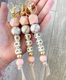 Leopard Silicone Bracelet Monogram Keychain Mama Keychain Wood Wristlet Key Ring