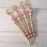 Leopard Silicone Bracelet Monogram Keychain Mama Keychain Wood Wristlet Key Ring
