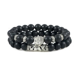 2Pcs Wooden Beaded Buddha Bracelet Set Natural Stone Bracelets Men Women