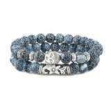 2Pcs Wooden Beaded Buddha Bracelet Set Natural Stone Bracelets Men Women