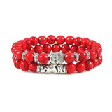 2Pcs Wooden Beaded Buddha Bracelet Set Natural Stone Bracelets Men Women