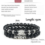 2Pcs Wooden Beaded Buddha Bracelet Set Natural Stone Bracelets Men Women