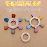 Baby Teething Toy Silicone Rudder With Wooden Ring Teether