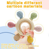 Baby Teething Toy Silicone Rudder With Wooden Ring Teether