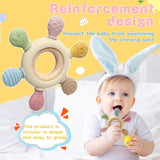 Baby Teething Toy Silicone Rudder With Wooden Ring Teether