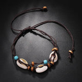 Vintage Ethnic Wooden Beads Turquoise Beaded Anklet for Women